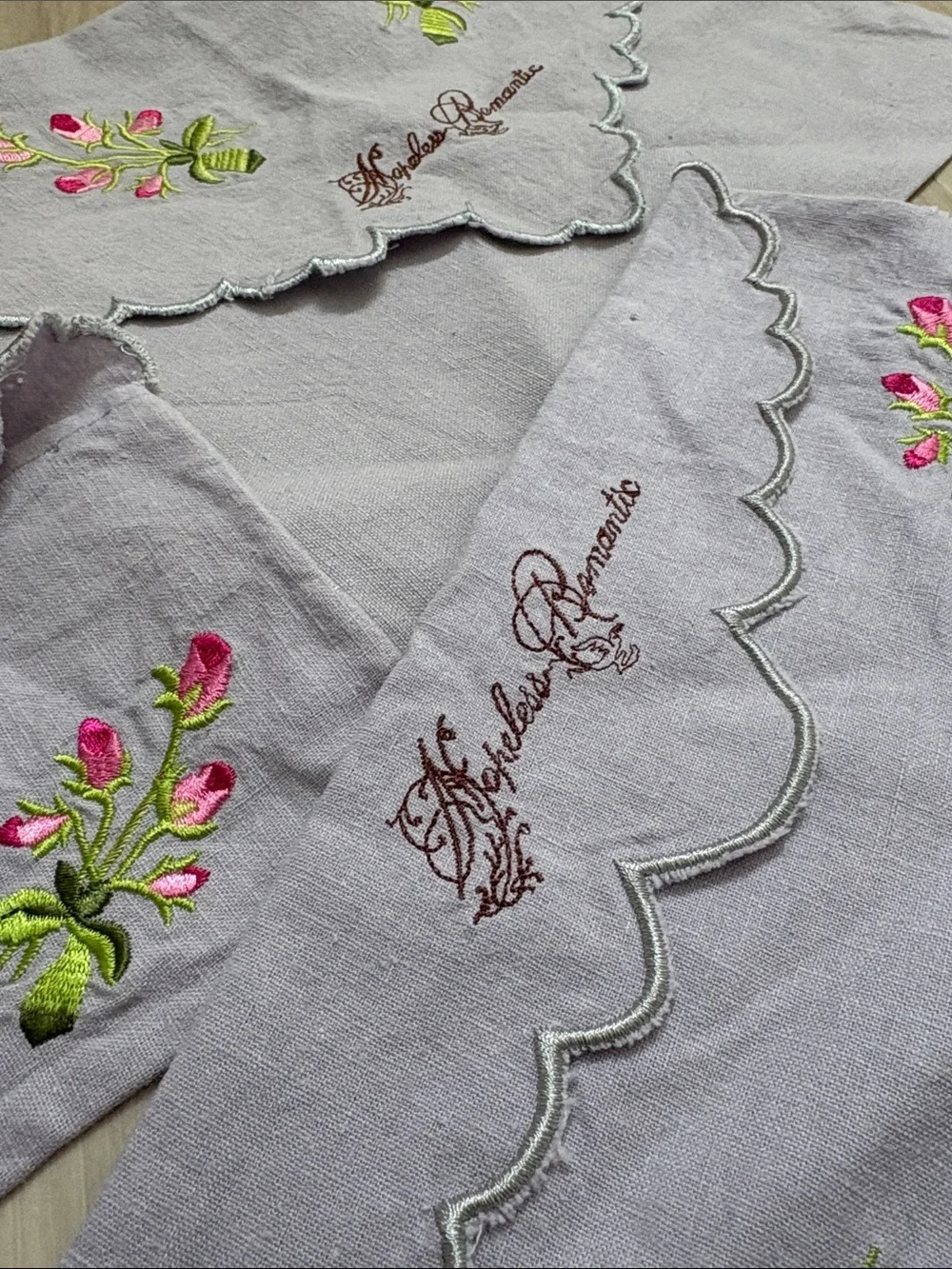 VTG Hopeless Romantic Embroidered Travel Pouch & Lingerie Bag Set 4pc
